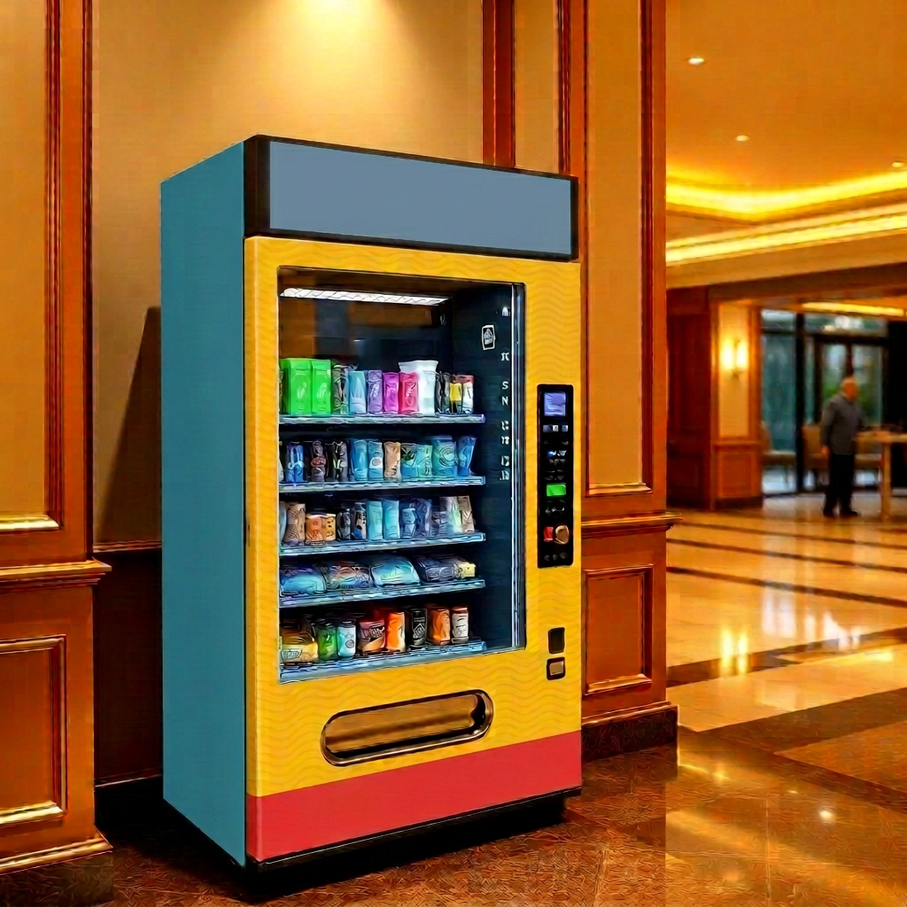 Vending machine in a hotel lobby