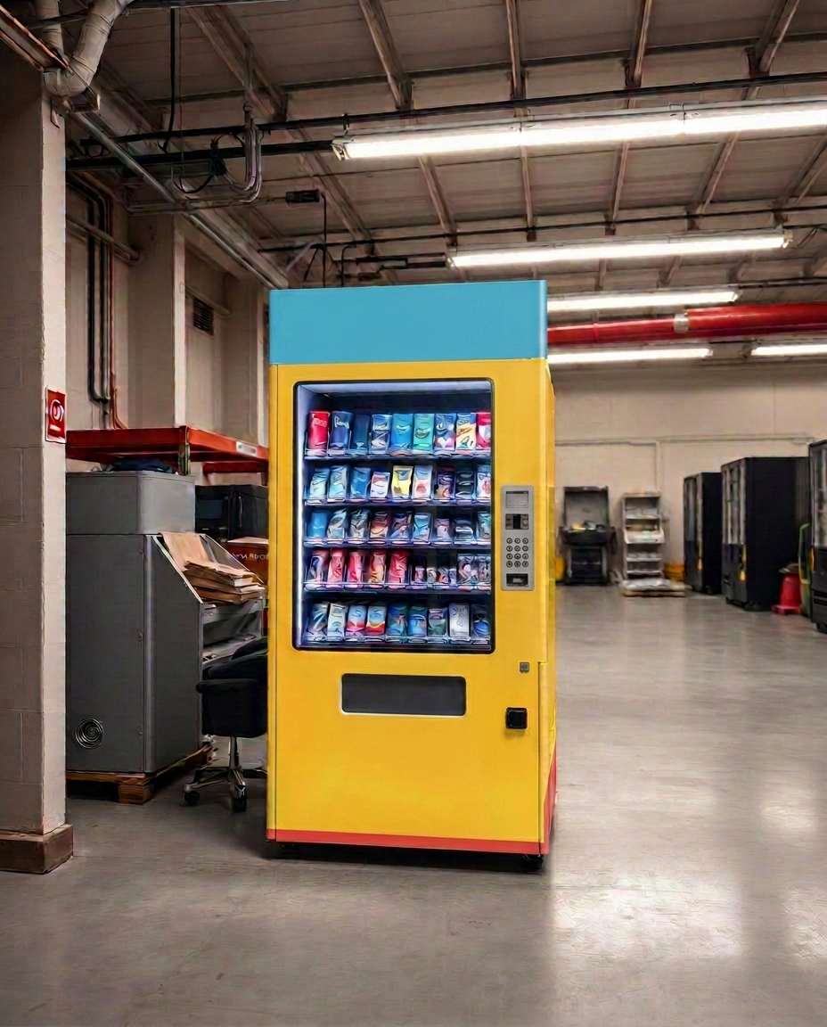 Industrial vending machine in a warehouse break area