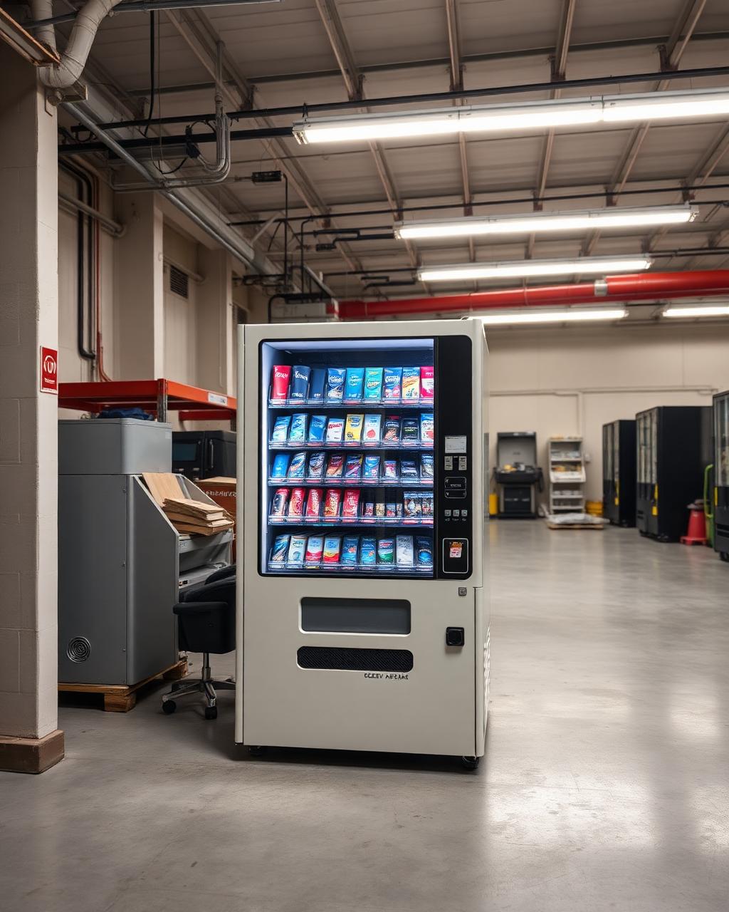 Industrial vending machine in a warehouse break area